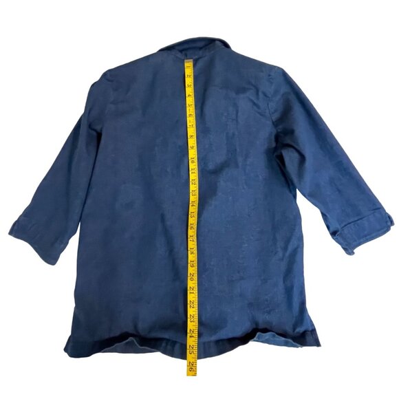 Alison Daley Womens Denim Shirt Size 14 Floral Embroidered Button Up 3/4 Sleeve - Picture 6 of 7